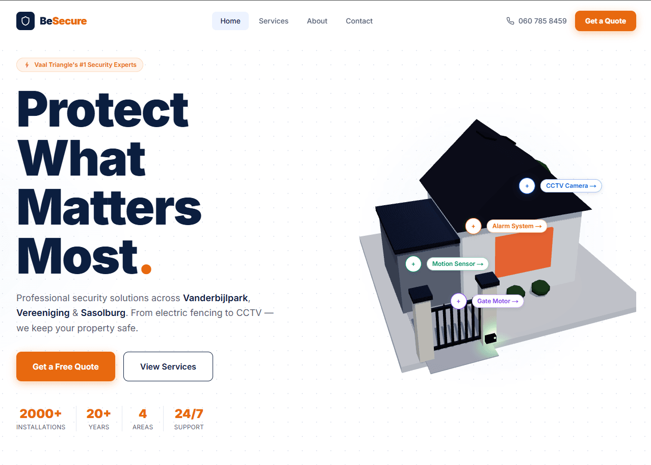 BeSecure Website screenshot