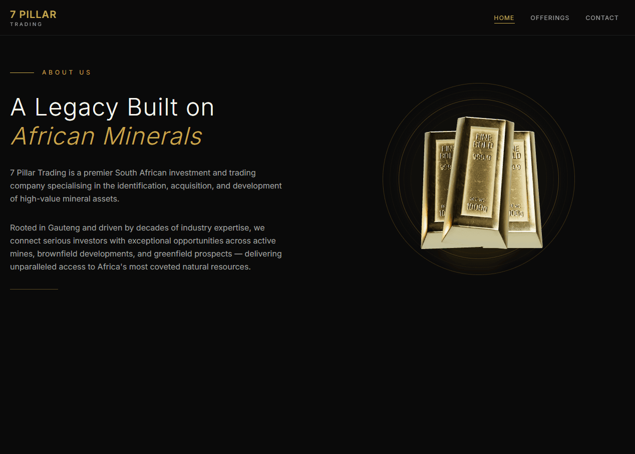 7 Pillar Trading Website screenshot